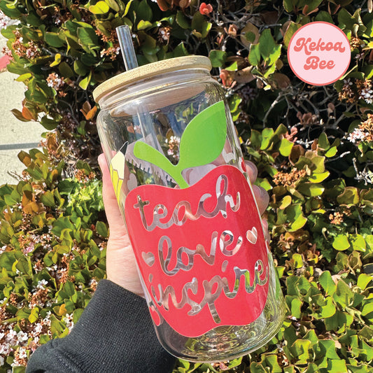 TEACHER APPLE GLASS CUP